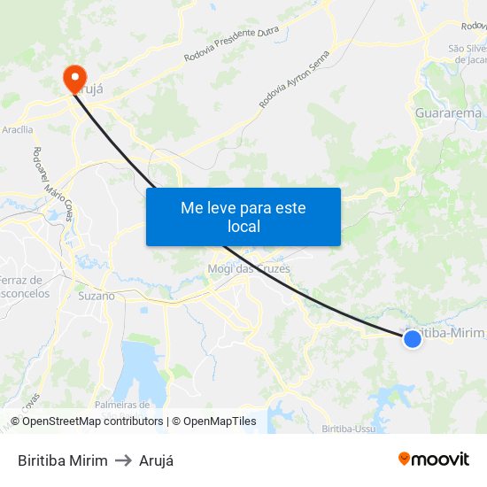 Biritiba Mirim to Arujá map