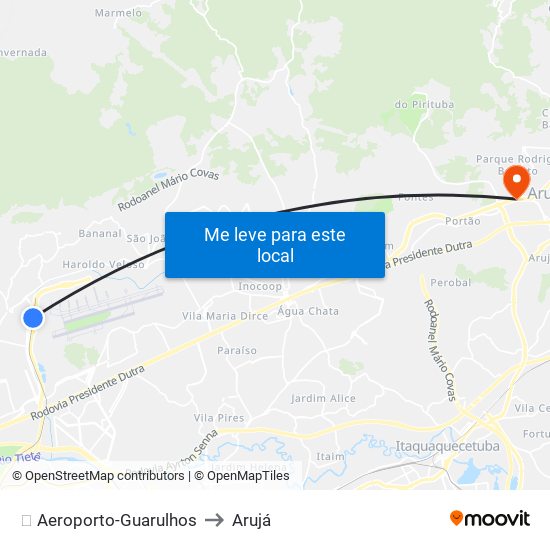 ✈️ Aeroporto-Guarulhos to Arujá map