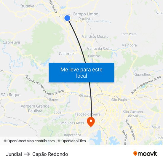 Jundiaí to Capão Redondo map