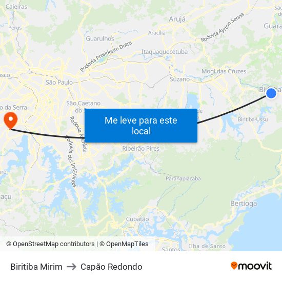 Biritiba Mirim to Capão Redondo map