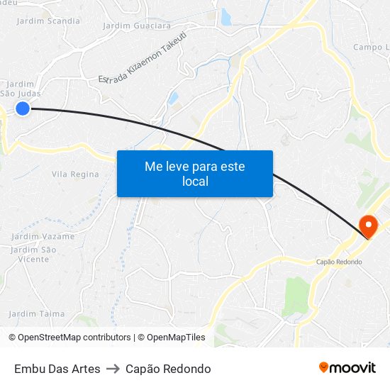 Embu Das Artes to Capão Redondo map