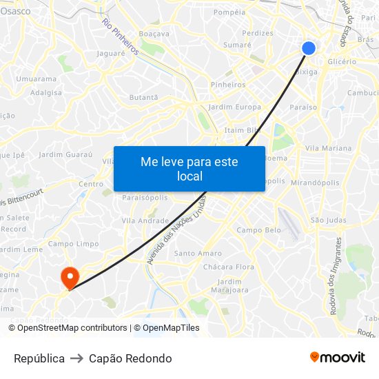 República to Capão Redondo map