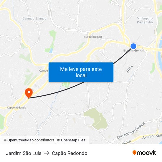 Jardim São Luís to Capão Redondo map