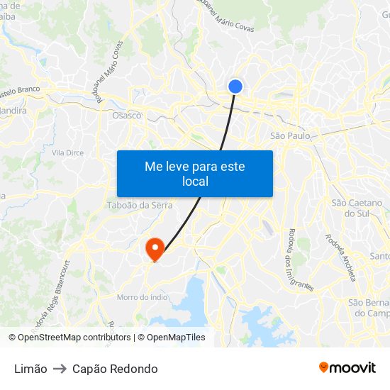 Limão to Capão Redondo map