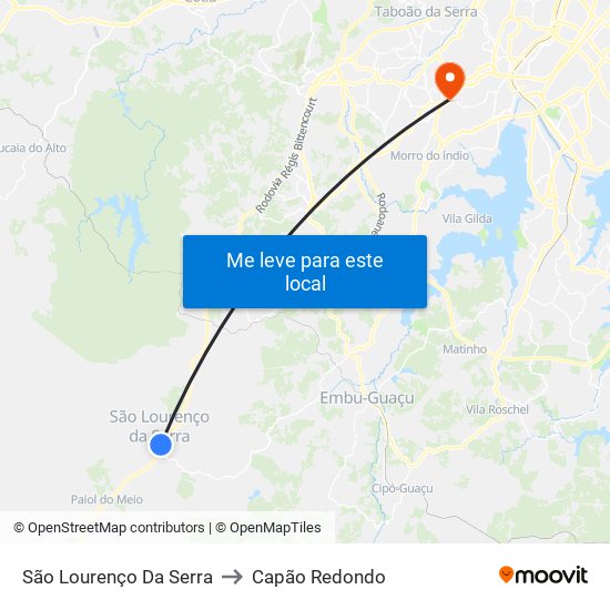 São Lourenço Da Serra to Capão Redondo map