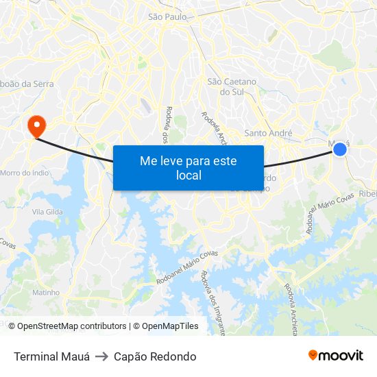 Terminal Mauá to Capão Redondo map