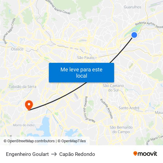 Engenheiro Goulart to Capão Redondo map