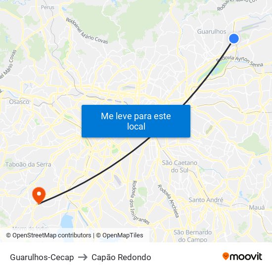 Guarulhos-Cecap to Capão Redondo map