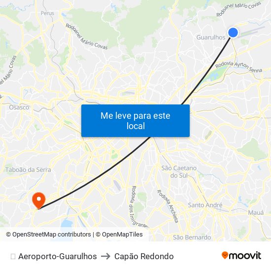 ✈️ Aeroporto-Guarulhos to Capão Redondo map
