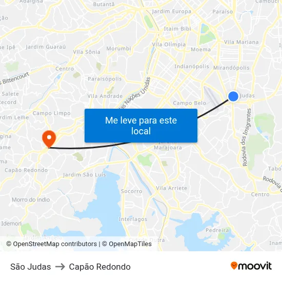 São Judas to Capão Redondo map
