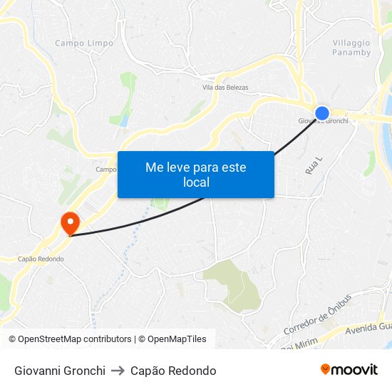 Giovanni Gronchi to Capão Redondo map