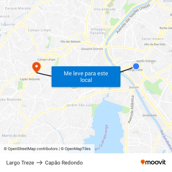 Largo Treze to Capão Redondo map