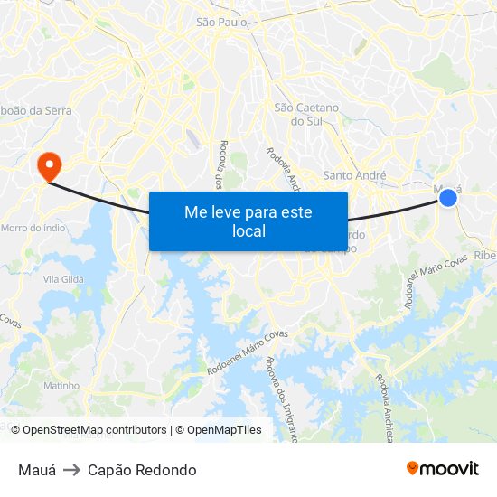 Mauá to Capão Redondo map