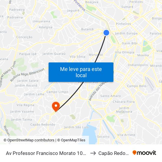 Av Professor Francisco Morato 100 - B/C to Capão Redondo map
