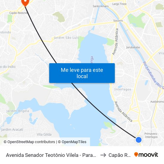 Avenida Senador Teotônio Vilela - Parada Rodrigues Vilares C/B to Capão Redondo map
