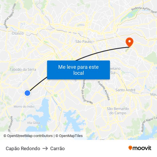 Capão Redondo to Carrão map