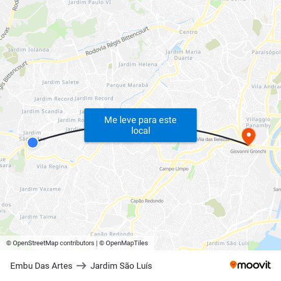 Embu Das Artes to Jardim São Luís map