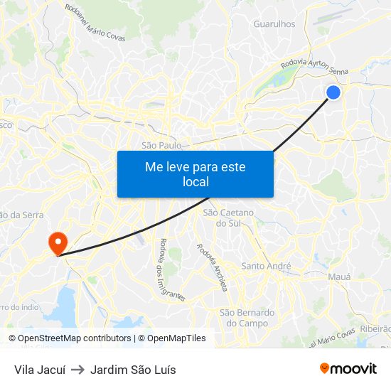 Vila Jacuí to Jardim São Luís map