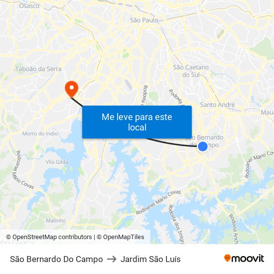 São Bernardo Do Campo to Jardim São Luís map