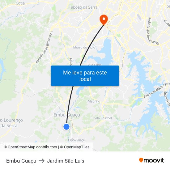 Embu-Guaçu to Jardim São Luís map