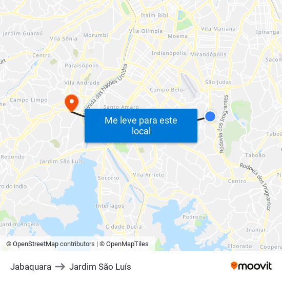 Jabaquara to Jardim São Luís map