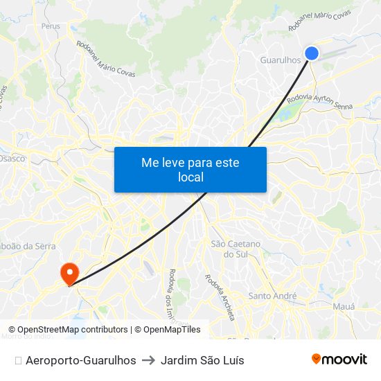 ✈️ Aeroporto-Guarulhos to Jardim São Luís map