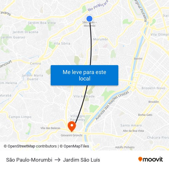 São Paulo-Morumbi to Jardim São Luís map
