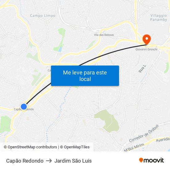 Capão Redondo to Jardim São Luís map