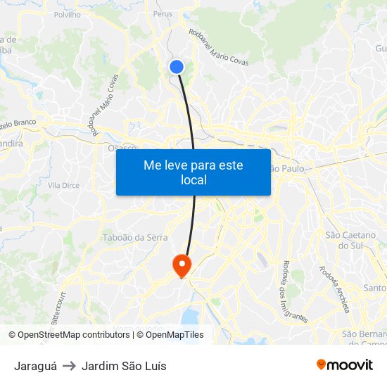 Jaraguá to Jardim São Luís map