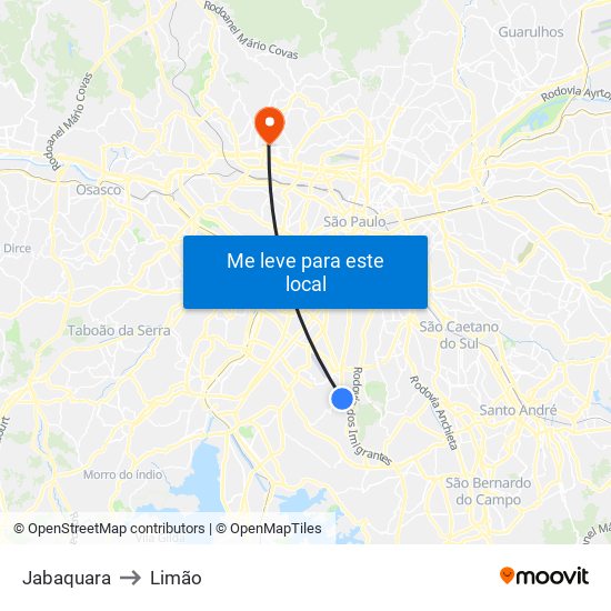 Jabaquara to Limão map