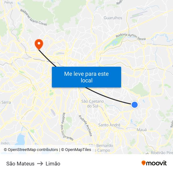 São Mateus to Limão map