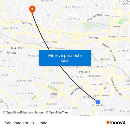 São Joaquim to Limão map