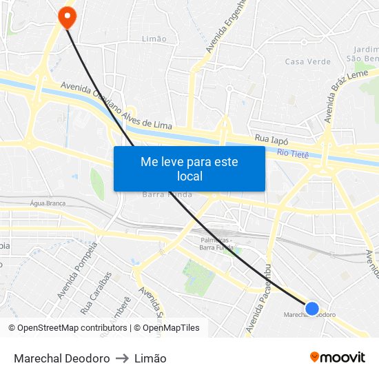Marechal Deodoro to Limão map