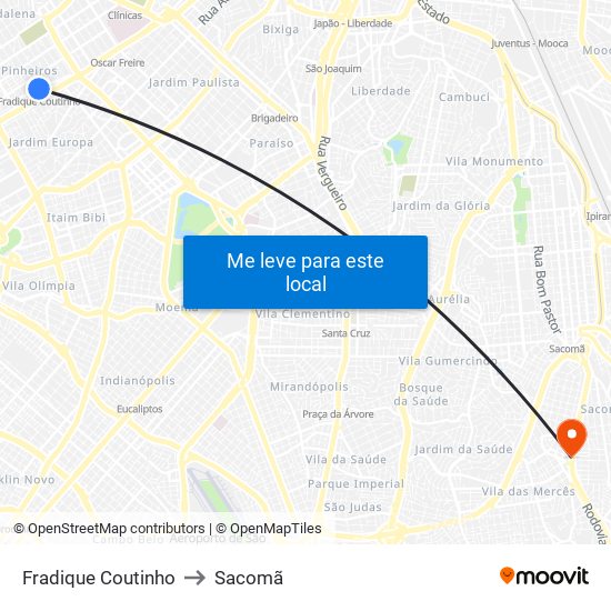 Fradique Coutinho to Sacomã map