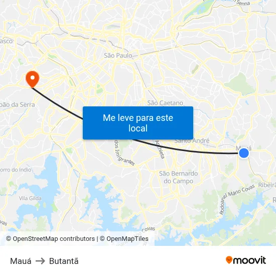 Mauá to Butantã map