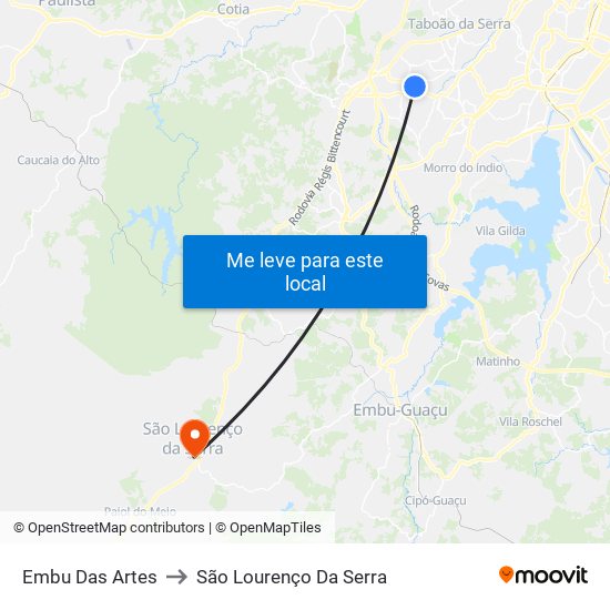 Embu Das Artes to São Lourenço Da Serra map