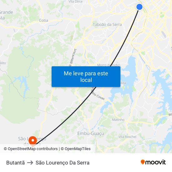 Butantã to São Lourenço Da Serra map