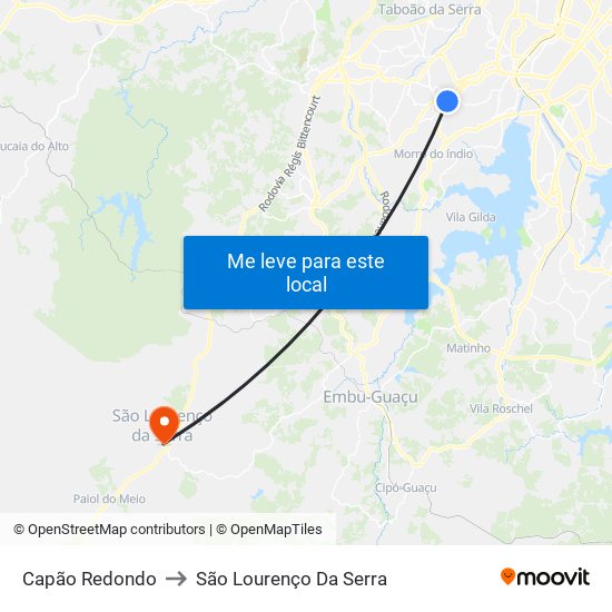 Capão Redondo to São Lourenço Da Serra map