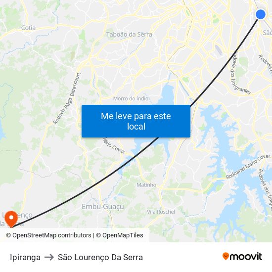 Ipiranga to São Lourenço Da Serra map