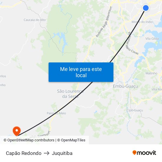 Capão Redondo to Juquitiba map