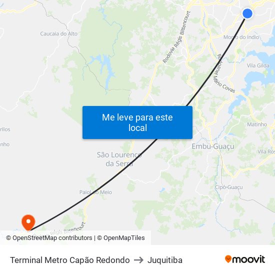 Terminal Metro Capão Redondo to Juquitiba map