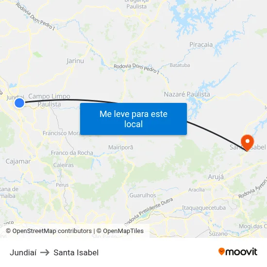Jundiaí to Santa Isabel map