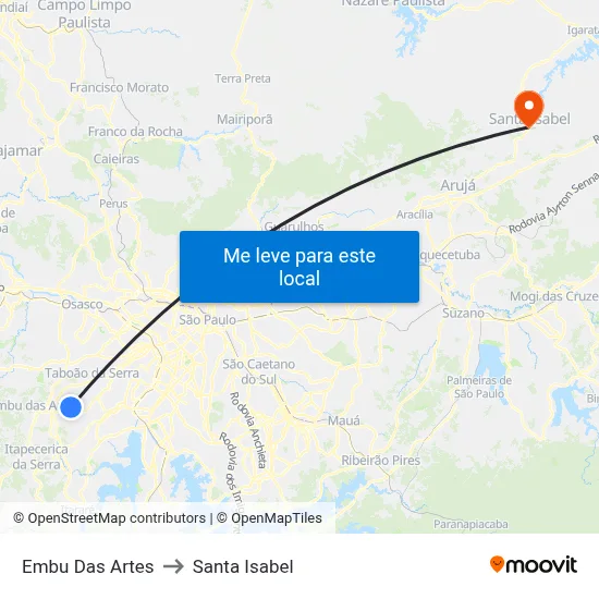 Embu Das Artes to Santa Isabel map