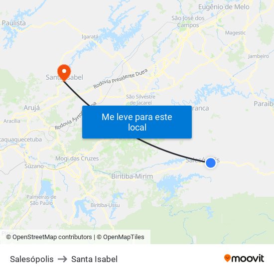 Salesópolis to Santa Isabel map