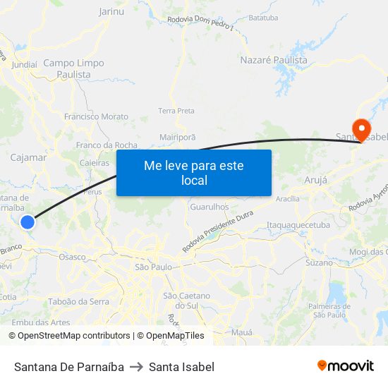 Santana De Parnaíba to Santa Isabel map