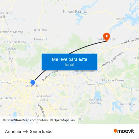 Armênia to Santa Isabel map