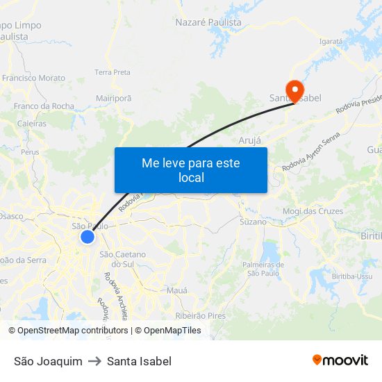 São Joaquim to Santa Isabel map