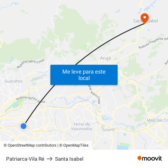 Patriarca-Vila Ré to Santa Isabel map