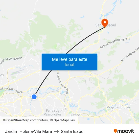Jardim Helena-Vila Mara to Santa Isabel map
