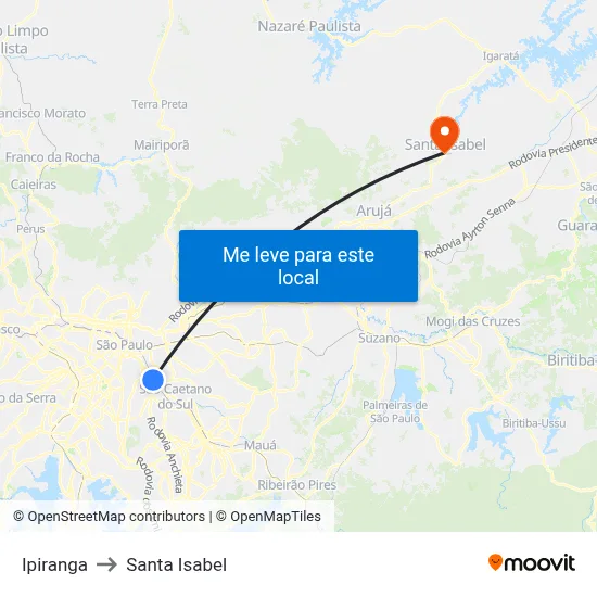 Ipiranga to Santa Isabel map